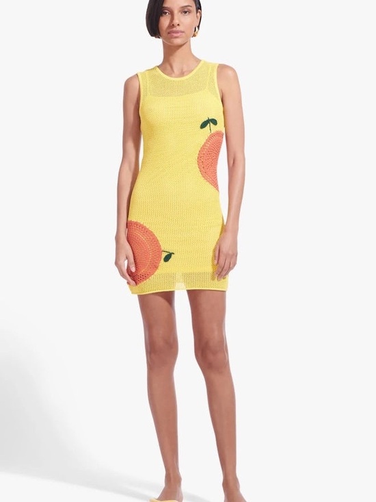 STAUD Dresses & Skirts - STAUD Yellow and Orange Knit Ruffle Dress